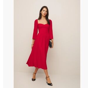 Reformation Inori Dress in Cherry Red Size 0, Worn Once